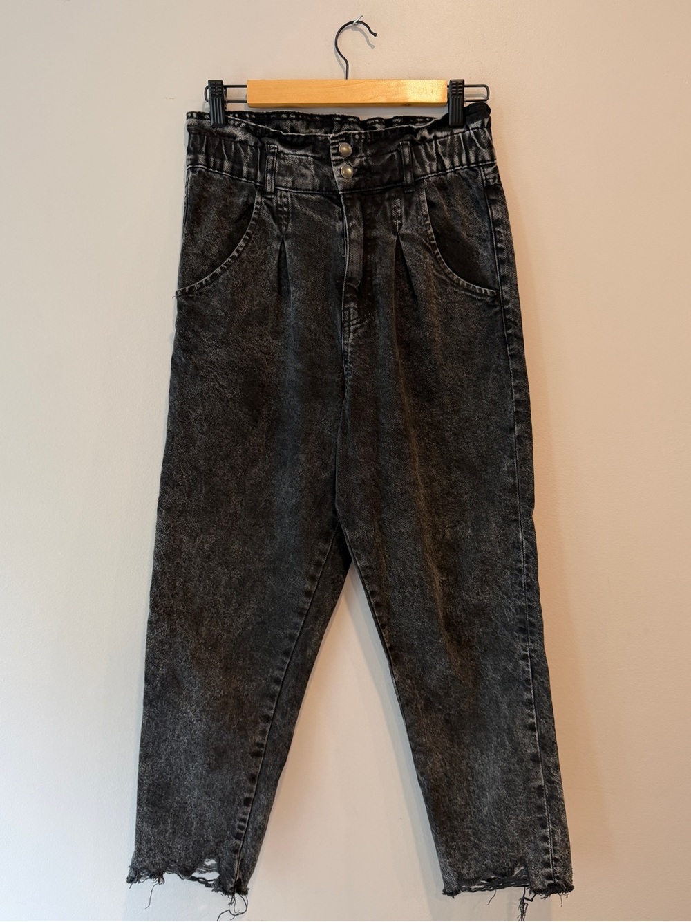 7 For All Mankind High Waist Paperbag Acid Wash Tapered Jeans M